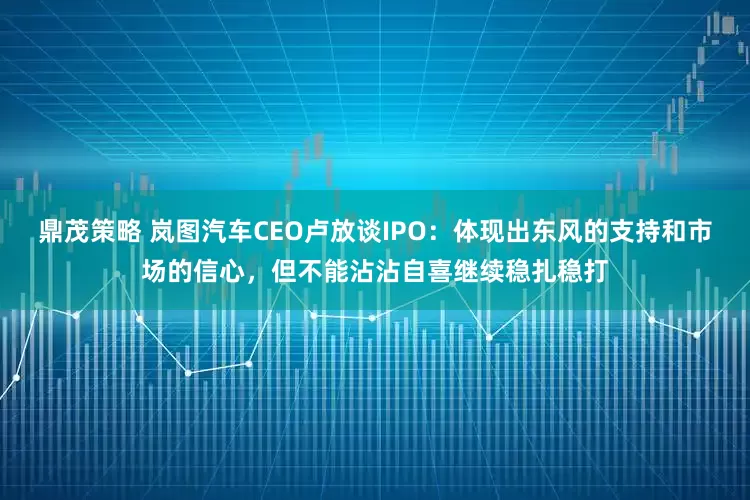 鼎茂策略 岚图汽车CEO卢放谈IPO：体现出东风的支持和市场的信心，但不能沾沾自喜继续稳扎稳打